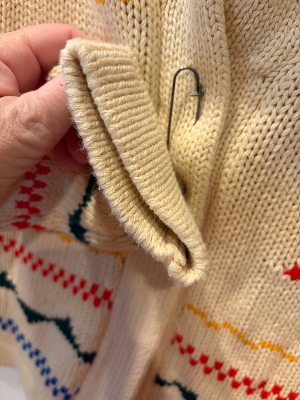 THE GREAT. Cream Shawl-Collar Cardigan with Nautical Sailboat Motif - Picture 6 of 6